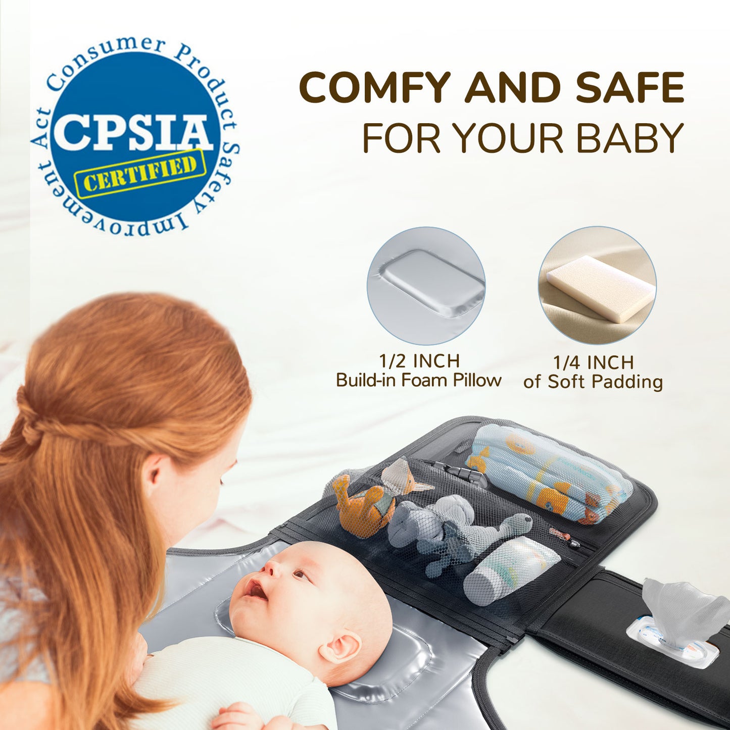 Portable Diaper Changing Pad for Baby(Black)