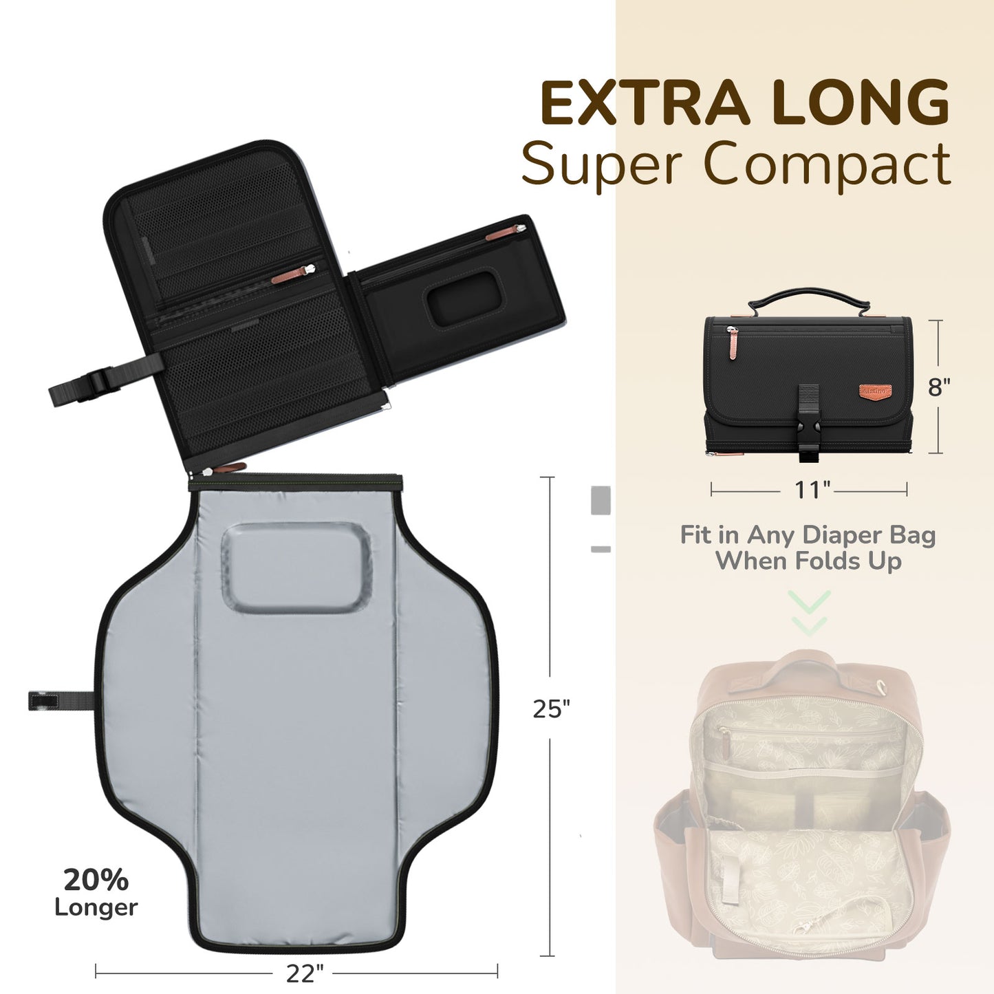 Portable Diaper Changing Pad for Baby(Black)